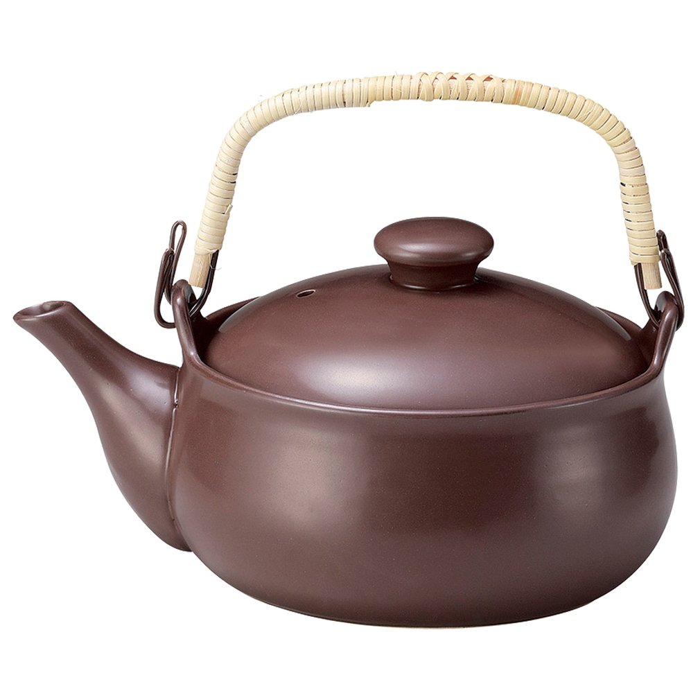 常滑焼 1800cc 土瓶 IH・直火対応 山源作 耐熱土瓶 茶釉 薬用土瓶 : IH